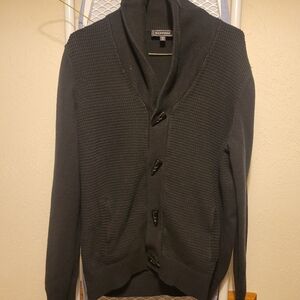 Express Men's Charcoal Cardigan with Shawl Collar